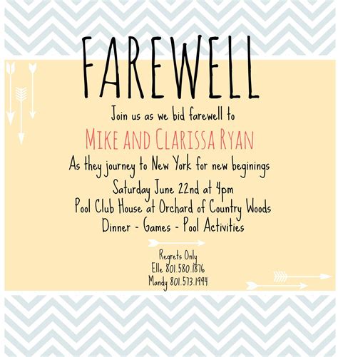 farewell party invitation wording